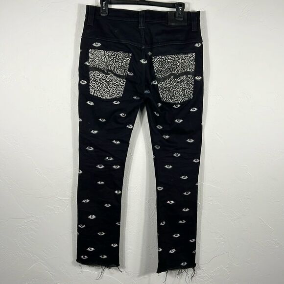 👁️👁️ NUDIE JEANS CO. Black Denim “EYE” Graphic Jeans - RARE - Sz 32 - *READ* - Picture 7 of 14